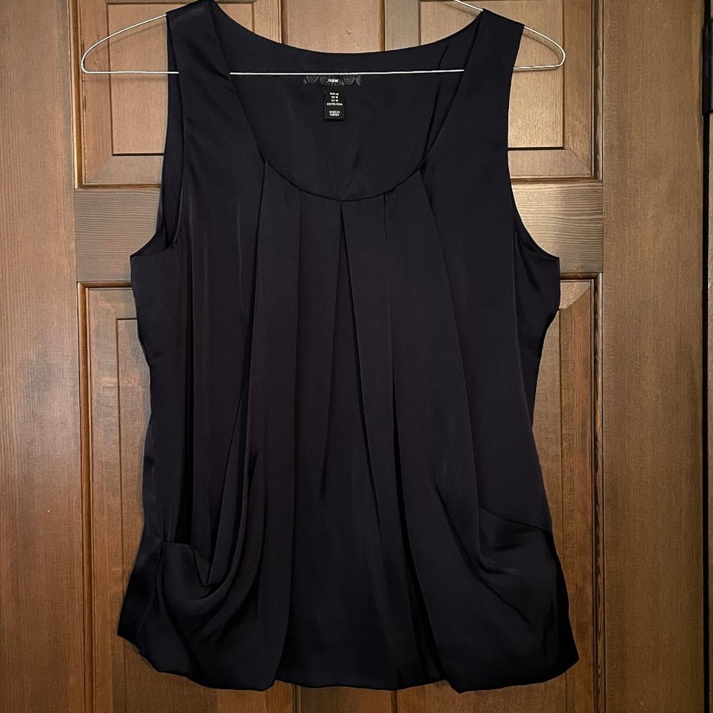Size 16 H&M navy sleeveless silky blouse - new without tags